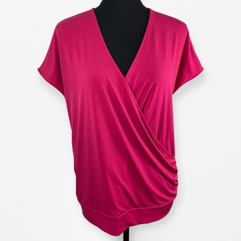 Banana Republic Pink Wrap knit Blouse Top with Cap Sleeves M